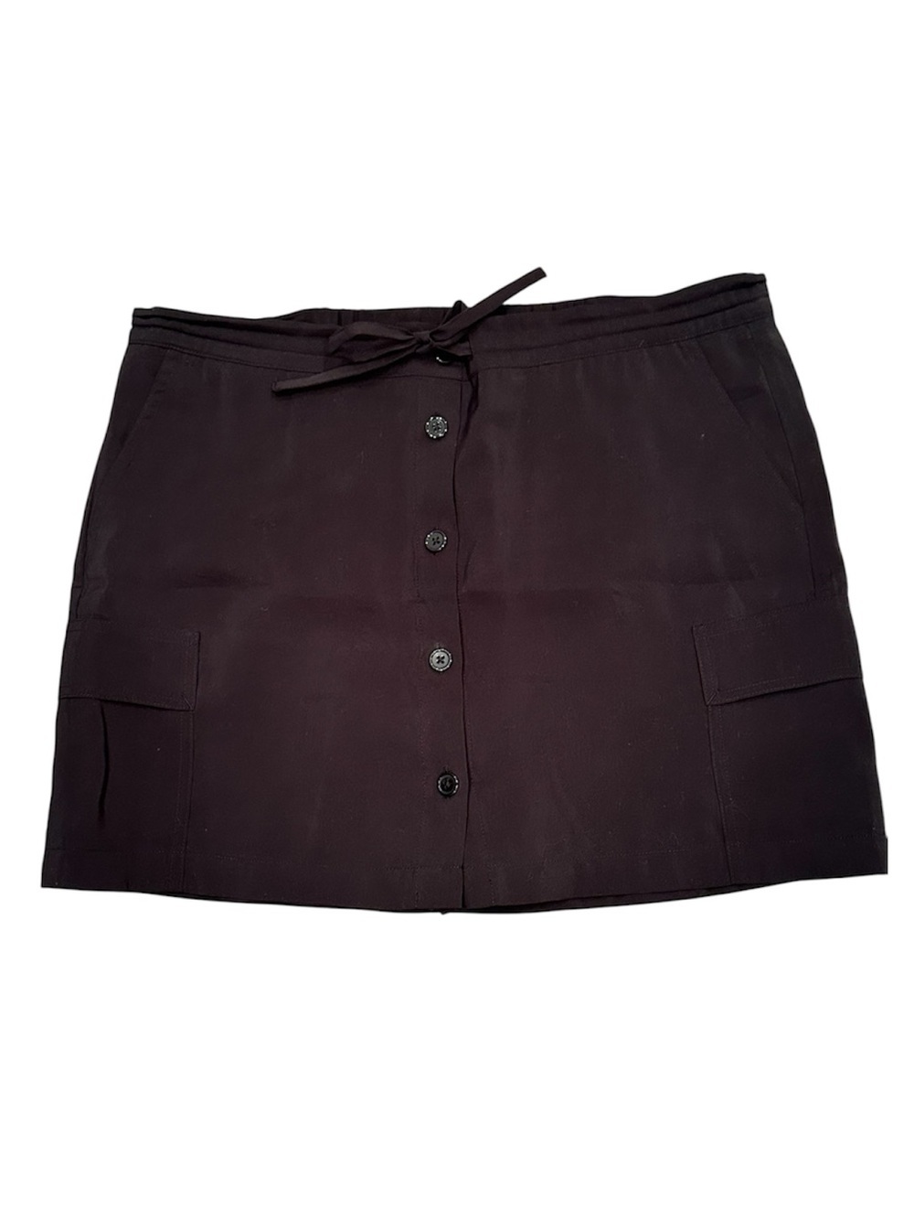 CAbi Black Button-Front Pocket Skort Summer Front Tie Casual Neutral Staple Sz S
